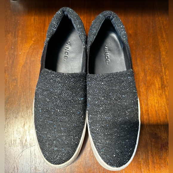 Vince The Warren Platform Sneaker Slip On Tweed Tennis Shoes Navy Blue Size 6.5 - Picture 8 of 12